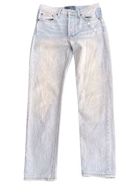 Denim Forum High Waist Light Wash Button Fly Ankle Jeans (26x27)